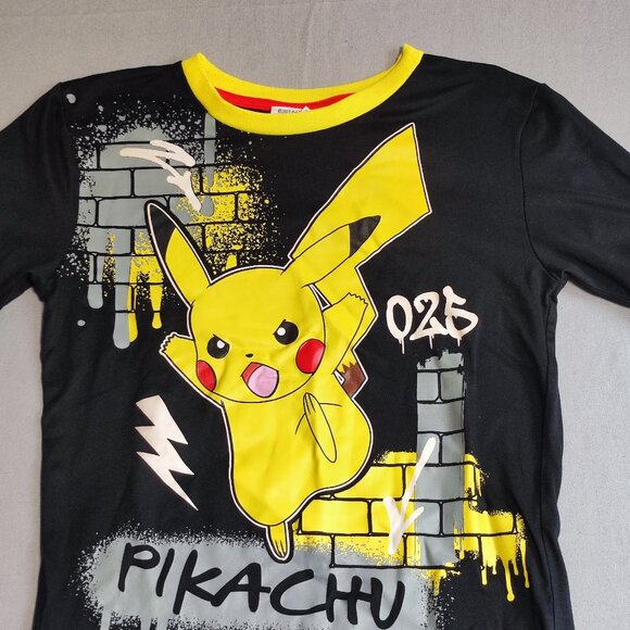 Pokemon Pikachu sleepwear pyjama boys size M black & grey with graphic - Picture 3 of 15